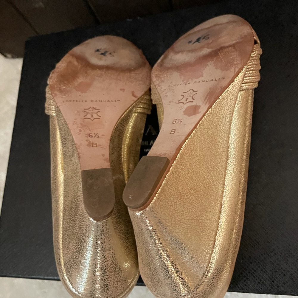 👡 Loeffler Randall gold strappy wedges - Picture 5 of 6